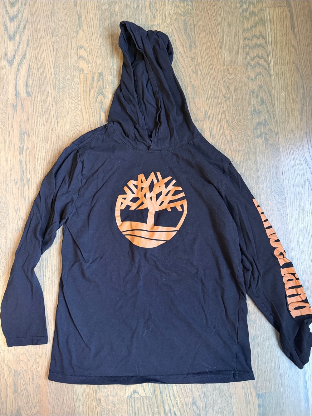 Timberland Black Hoodie with Orange Tree Logo